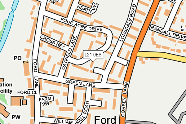 L21 0ES map - OS OpenMap – Local (Ordnance Survey)