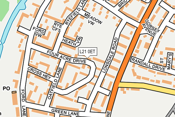 L21 0ET map - OS OpenMap – Local (Ordnance Survey)