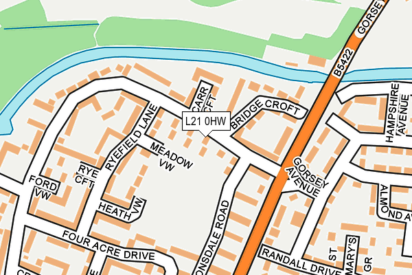 L21 0HW map - OS OpenMap – Local (Ordnance Survey)