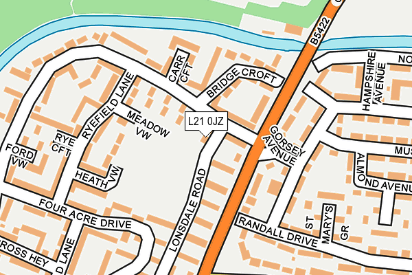 L21 0JZ map - OS OpenMap – Local (Ordnance Survey)