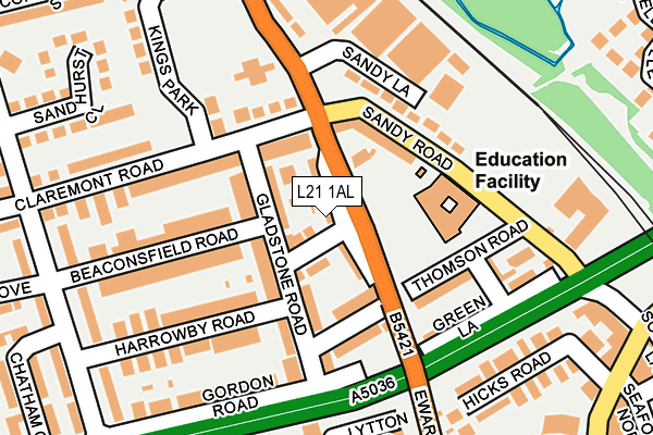 L21 1AL map - OS OpenMap – Local (Ordnance Survey)