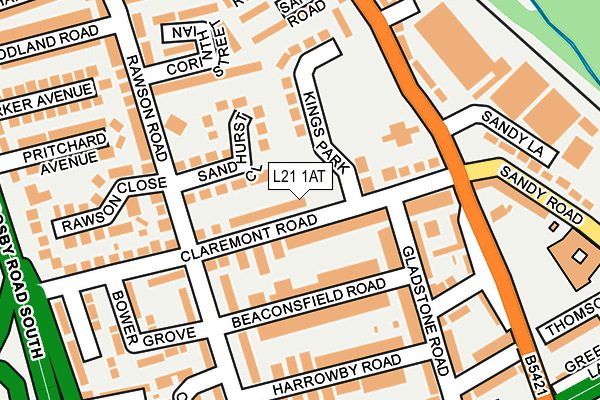 L21 1AT map - OS OpenMap – Local (Ordnance Survey)