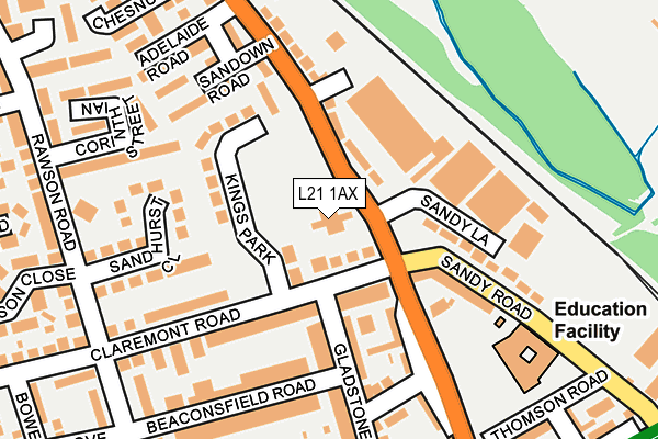 L21 1AX map - OS OpenMap – Local (Ordnance Survey)