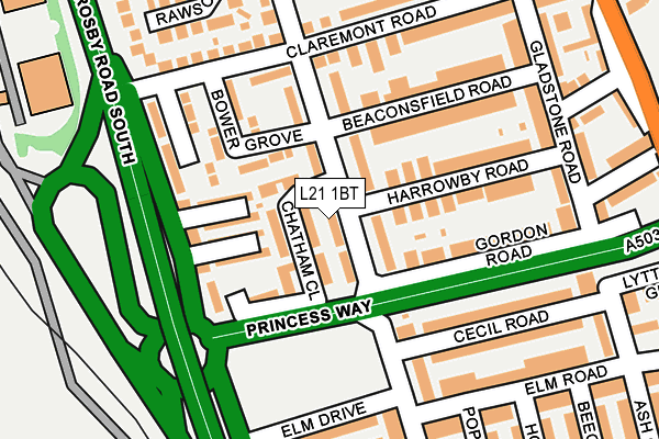 L21 1BT map - OS OpenMap – Local (Ordnance Survey)