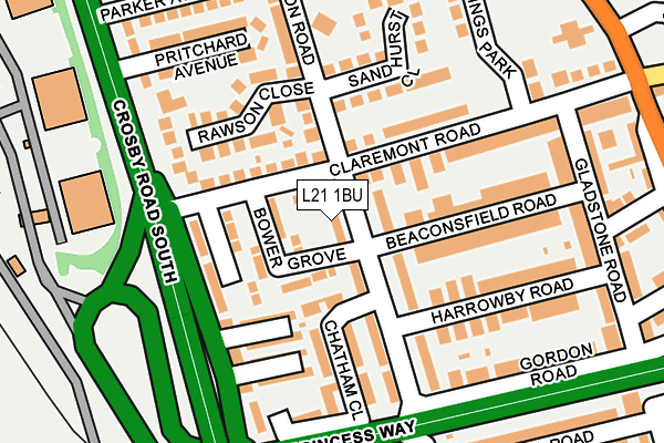 L21 1BU map - OS OpenMap – Local (Ordnance Survey)
