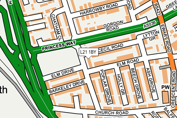 L21 1BY map - OS OpenMap – Local (Ordnance Survey)