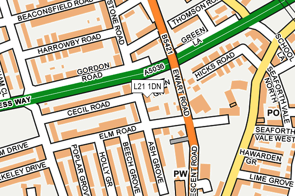 L21 1DN map - OS OpenMap – Local (Ordnance Survey)