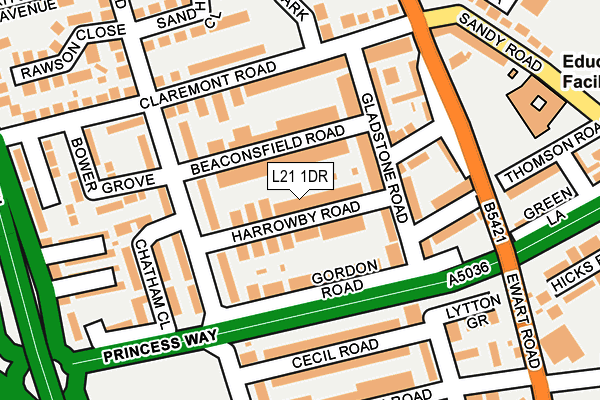 L21 1DR map - OS OpenMap – Local (Ordnance Survey)