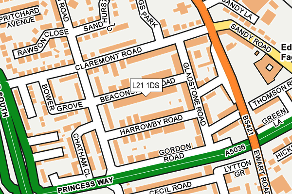 L21 1DS map - OS OpenMap – Local (Ordnance Survey)