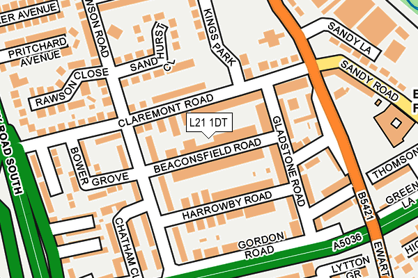 L21 1DT map - OS OpenMap – Local (Ordnance Survey)