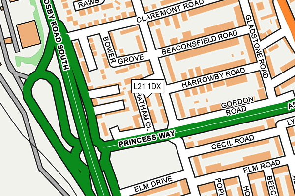 L21 1DX map - OS OpenMap – Local (Ordnance Survey)