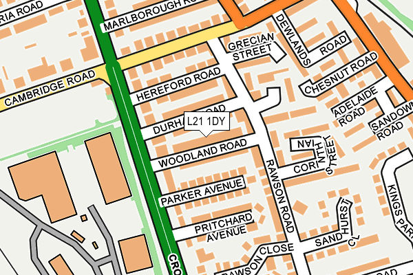 L21 1DY map - OS OpenMap – Local (Ordnance Survey)