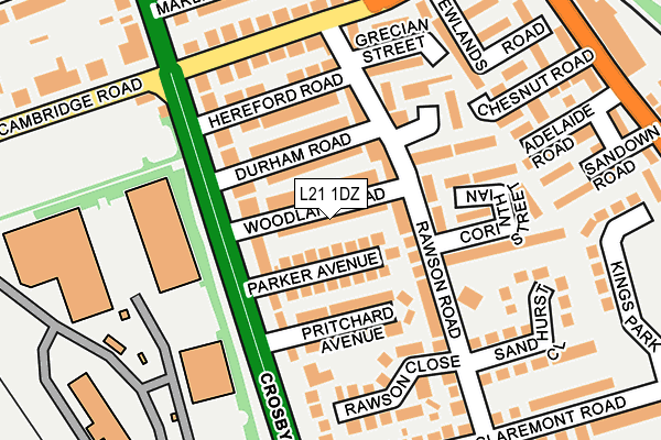 L21 1DZ map - OS OpenMap – Local (Ordnance Survey)