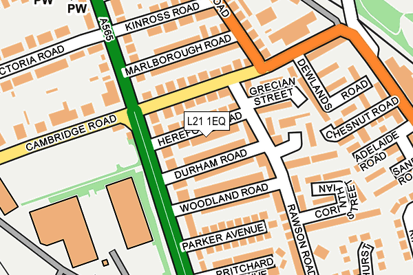 L21 1EQ map - OS OpenMap – Local (Ordnance Survey)