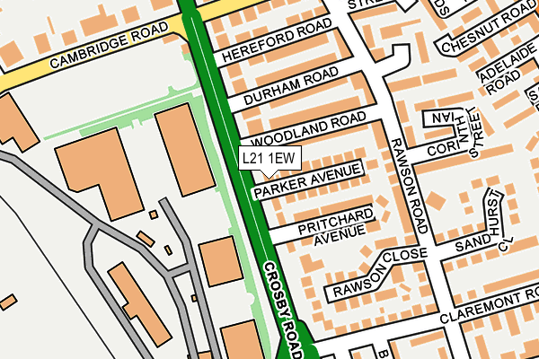 L21 1EW map - OS OpenMap – Local (Ordnance Survey)