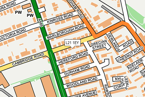 L21 1EY map - OS OpenMap – Local (Ordnance Survey)