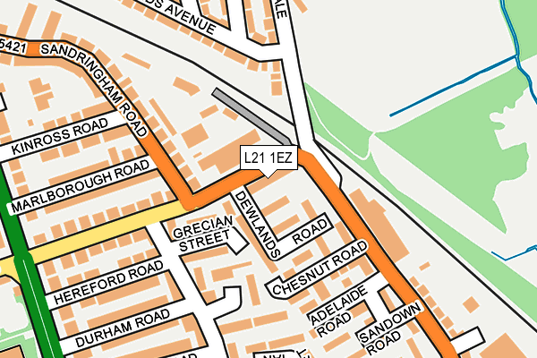 L21 1EZ map - OS OpenMap – Local (Ordnance Survey)