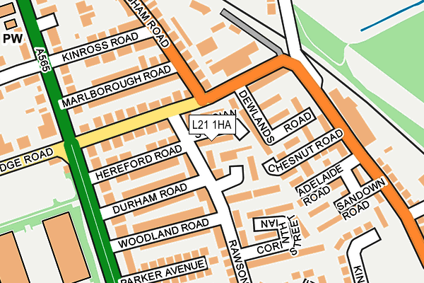 L21 1HA map - OS OpenMap – Local (Ordnance Survey)