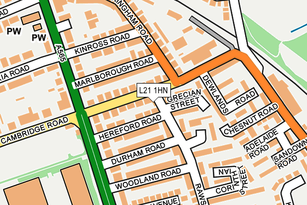 L21 1HN map - OS OpenMap – Local (Ordnance Survey)