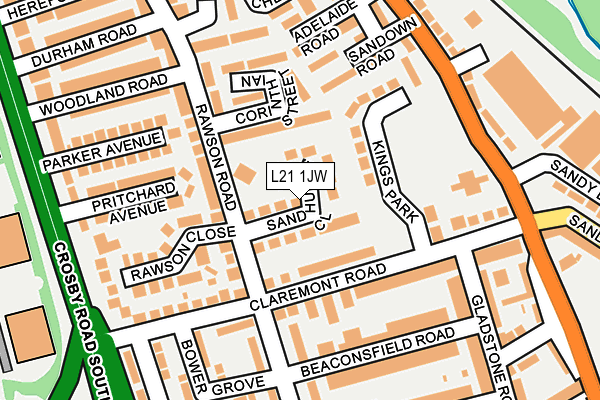 L21 1JW map - OS OpenMap – Local (Ordnance Survey)