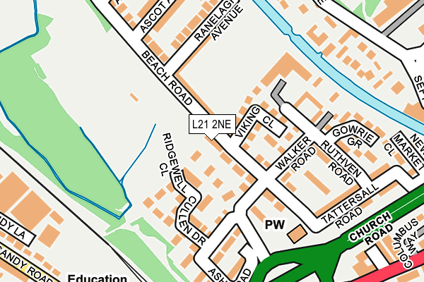 L21 2NE map - OS OpenMap – Local (Ordnance Survey)