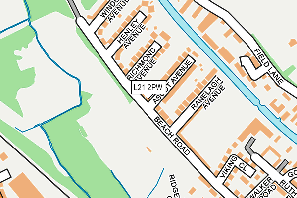 L21 2PW map - OS OpenMap – Local (Ordnance Survey)