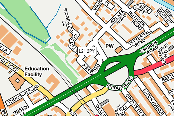 L21 2PY map - OS OpenMap – Local (Ordnance Survey)
