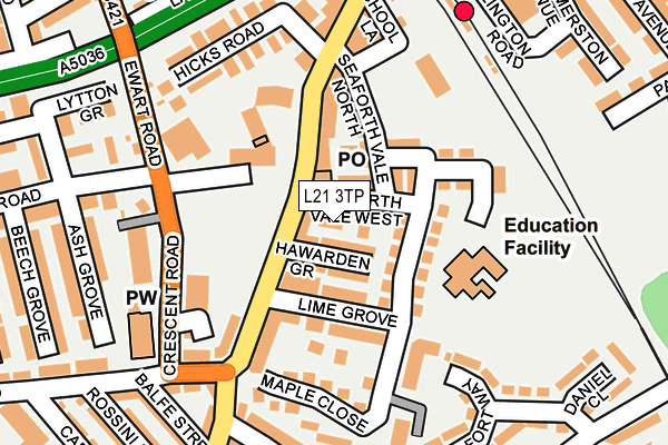 L21 3TP map - OS OpenMap – Local (Ordnance Survey)