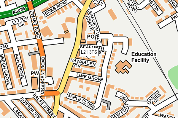 L21 3TS map - OS OpenMap – Local (Ordnance Survey)