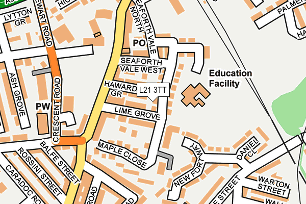 L21 3TT map - OS OpenMap – Local (Ordnance Survey)