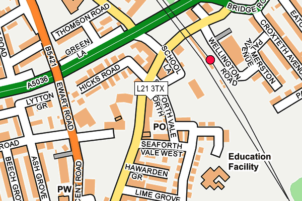 L21 3TX map - OS OpenMap – Local (Ordnance Survey)