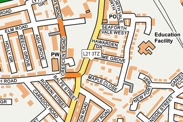 L21 3TZ map - OS OpenMap – Local (Ordnance Survey)