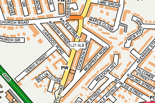 L21 4LB map - OS OpenMap – Local (Ordnance Survey)