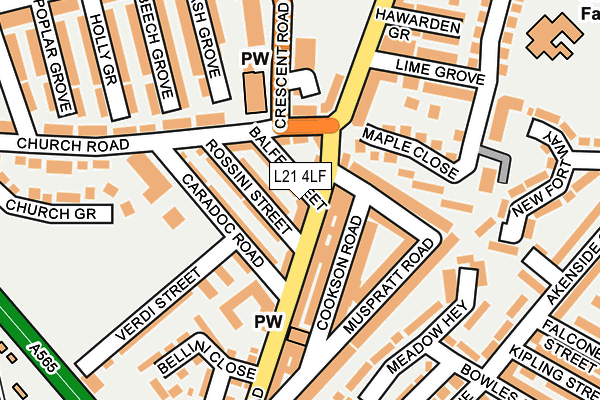 L21 4LF map - OS OpenMap – Local (Ordnance Survey)