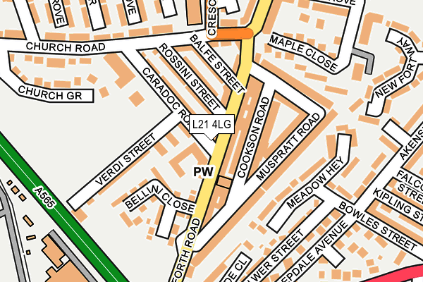 L21 4LG map - OS OpenMap – Local (Ordnance Survey)