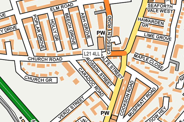 L21 4LL map - OS OpenMap – Local (Ordnance Survey)