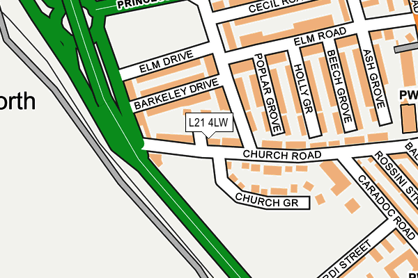 L21 4LW map - OS OpenMap – Local (Ordnance Survey)