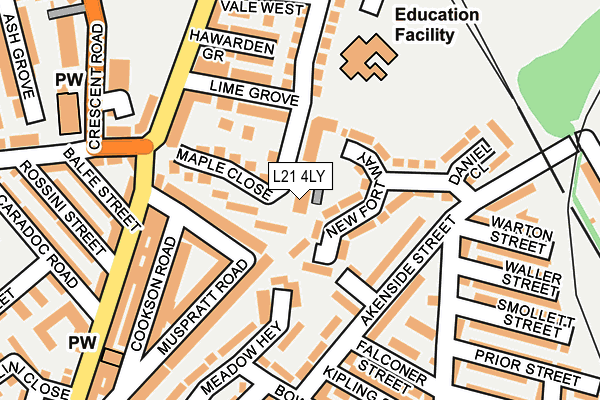 L21 4LY map - OS OpenMap – Local (Ordnance Survey)