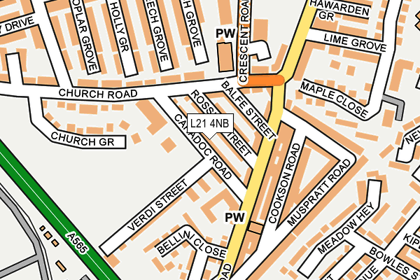 L21 4NB map - OS OpenMap – Local (Ordnance Survey)