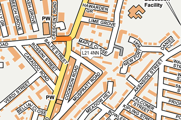 L21 4NN map - OS OpenMap – Local (Ordnance Survey)