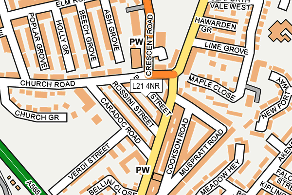 L21 4NR map - OS OpenMap – Local (Ordnance Survey)