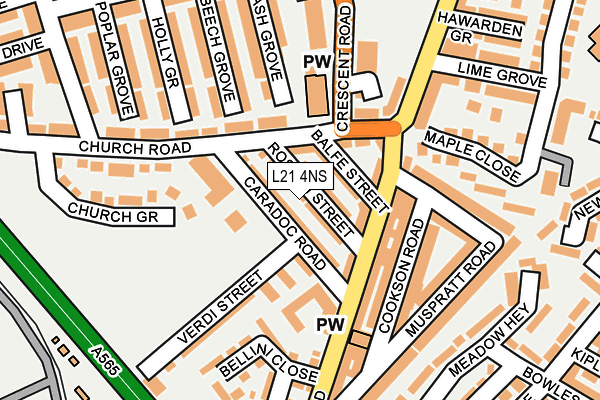 L21 4NS map - OS OpenMap – Local (Ordnance Survey)