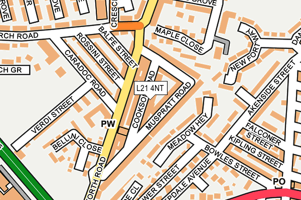 L21 4NT map - OS OpenMap – Local (Ordnance Survey)