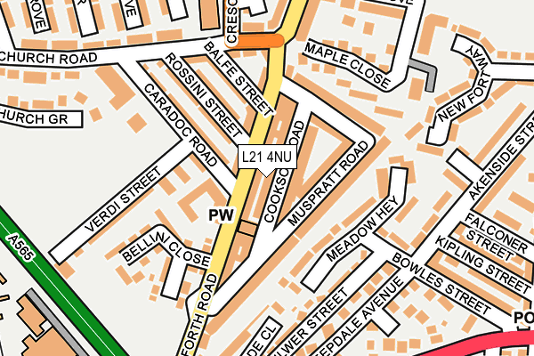 L21 4NU map - OS OpenMap – Local (Ordnance Survey)