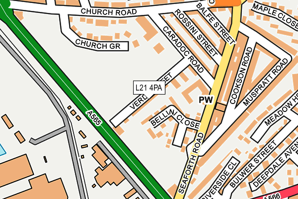 L21 4PA map - OS OpenMap – Local (Ordnance Survey)