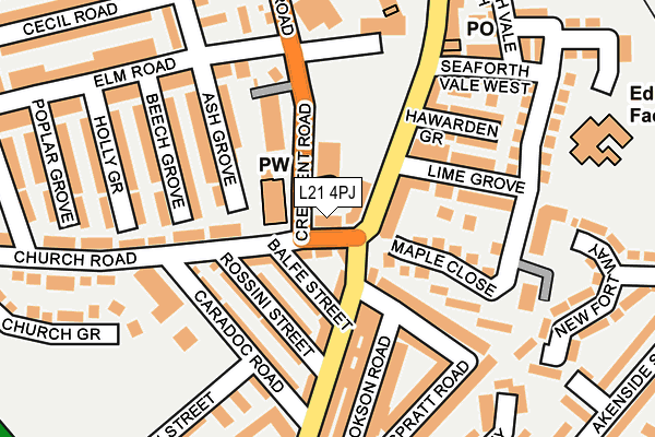 L21 4PJ map - OS OpenMap – Local (Ordnance Survey)