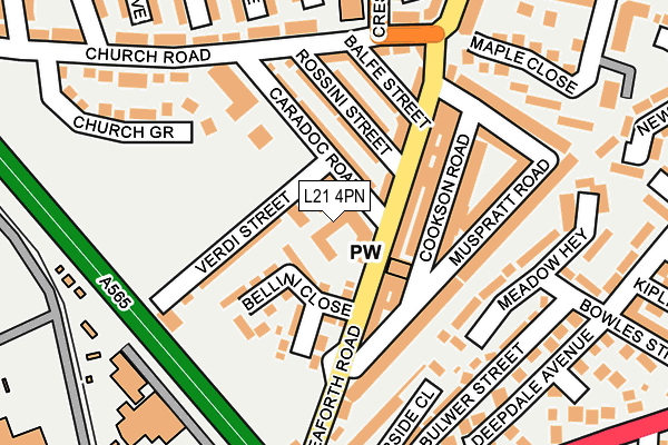 L21 4PN map - OS OpenMap – Local (Ordnance Survey)