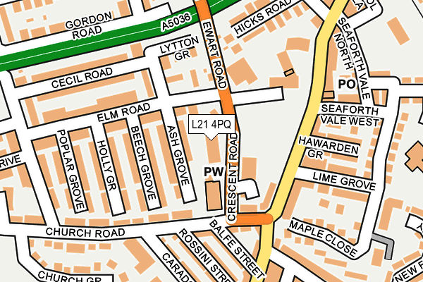 L21 4PQ map - OS OpenMap – Local (Ordnance Survey)