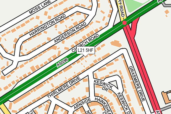 L21 5HF map - OS OpenMap – Local (Ordnance Survey)