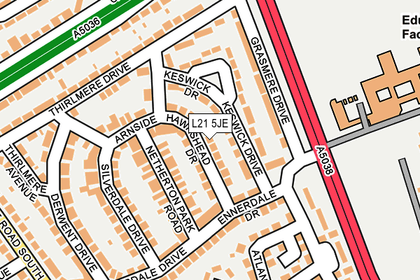 L21 5JE map - OS OpenMap – Local (Ordnance Survey)